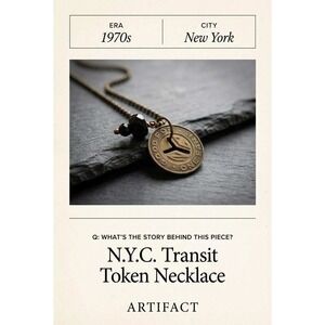 1970s NYC Subway Token Necklace — Authentic Transit Coin, Vintage Urban Jewelry
